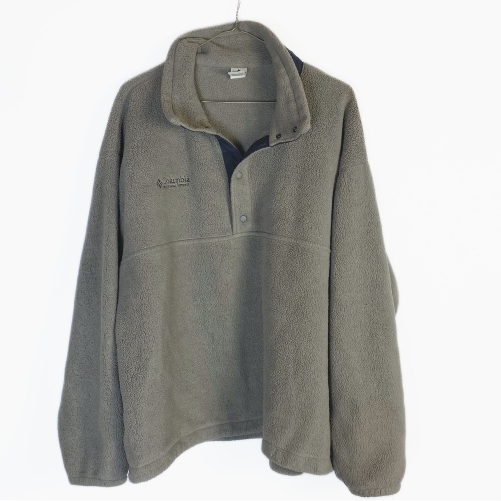 Columbia Fleece Pullover half snap Sweatshirt Jacket Mens size L
